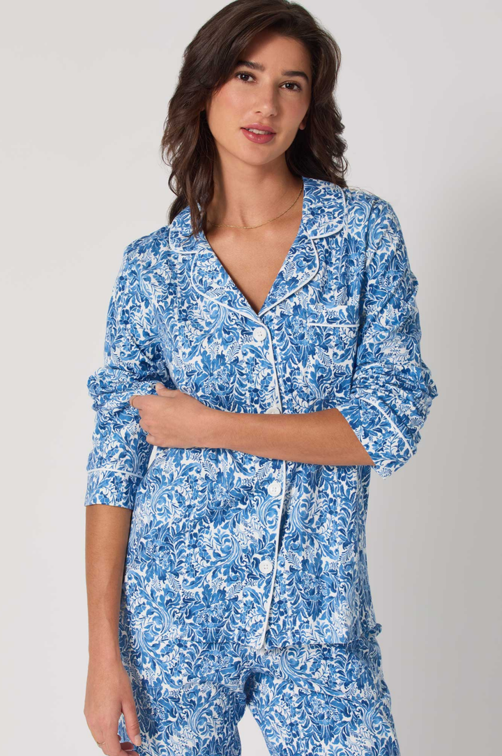 Long Sleeve Classic Stretch Jersey PJ Set - Dreamy Damask